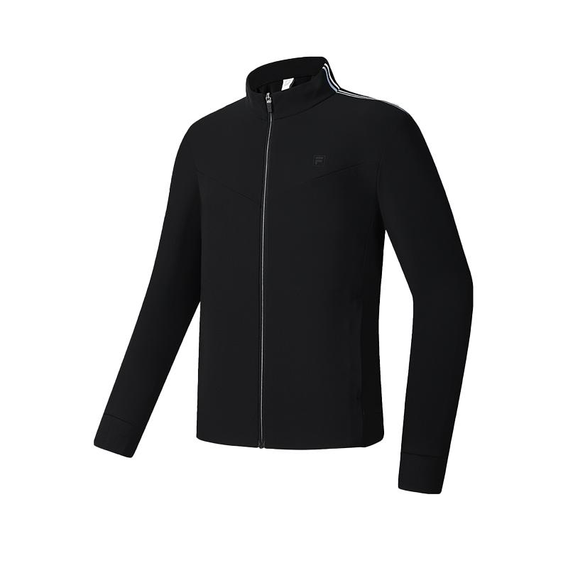 FILA Tennis Series Simple Knitted Stand Collar Long Sleeve Jacket Men Jacket Deep-Black A11M513507F-BK
