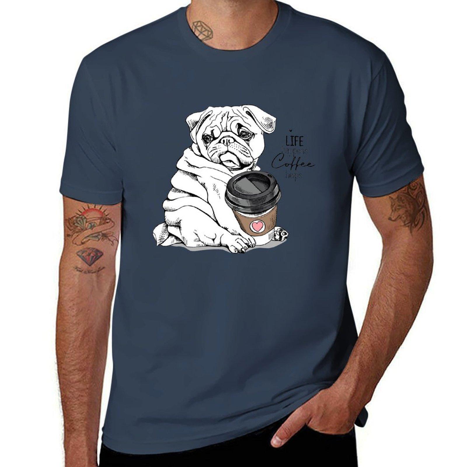 Pug Life Happens Coffee Helps Tshirt Plus Size Quick Dry Sports Tee S