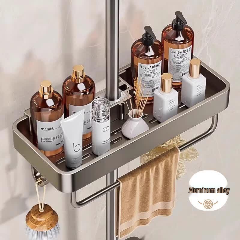 Punch-Free Shower Rod Storage Caddy