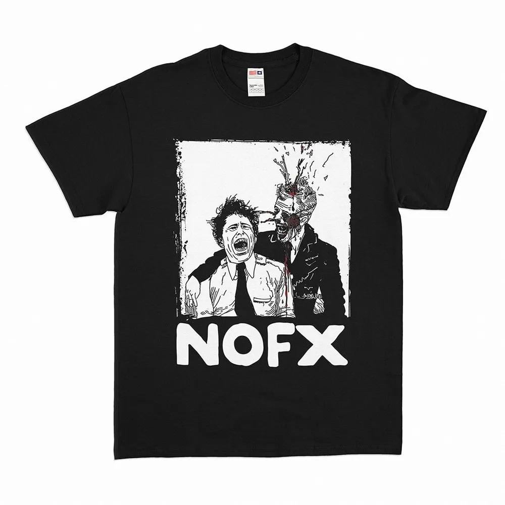 Unisex Short Sleeve Crew Neck Cotton T Shirt Nofx Punk Hitam Cotton Combed 30S Original Kaos M