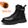 Brand Autumn Winter Men Genuine Leather Boots Casual Motorcycle Boots Men Outdoor Military Ankle Boots Side Zipper Snow Shoes