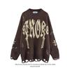 Autumn/Winter 2024 Gothic Ripped Pullover: Trendy Loose-Fit Retro Knitwear for Men & Women Couples
