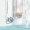 Shining smart round pendant chain, niche design high-end colored diamond round main stone beating heart necklace