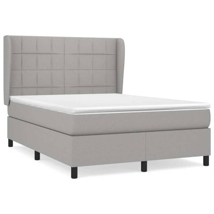 3127965 vidaXL Lit à sommier tapissier avec matelas Gris clair 140x200cm Tissu