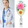 High Resilience Heart Badge Clip Fall-proof Nurse Badge Holder Daisies Pattern Badge Clip  Name Tag