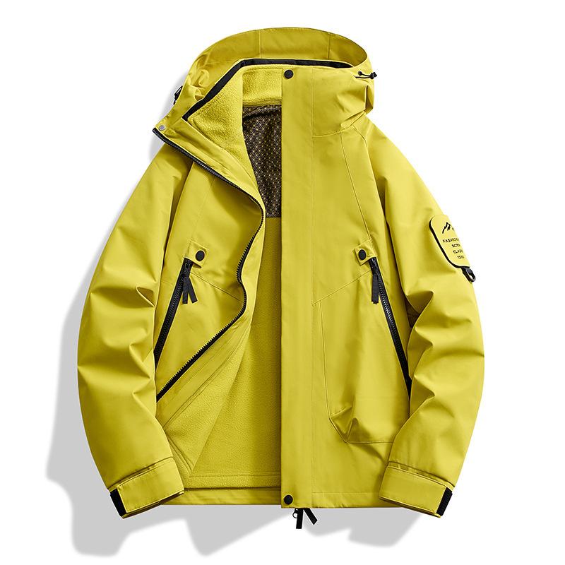 New Autumn and Winter Jacket for Men's Outdoor Mountaineering Suits for Three-in-one Can Be Removed Couples Two-piece Set of Fleece