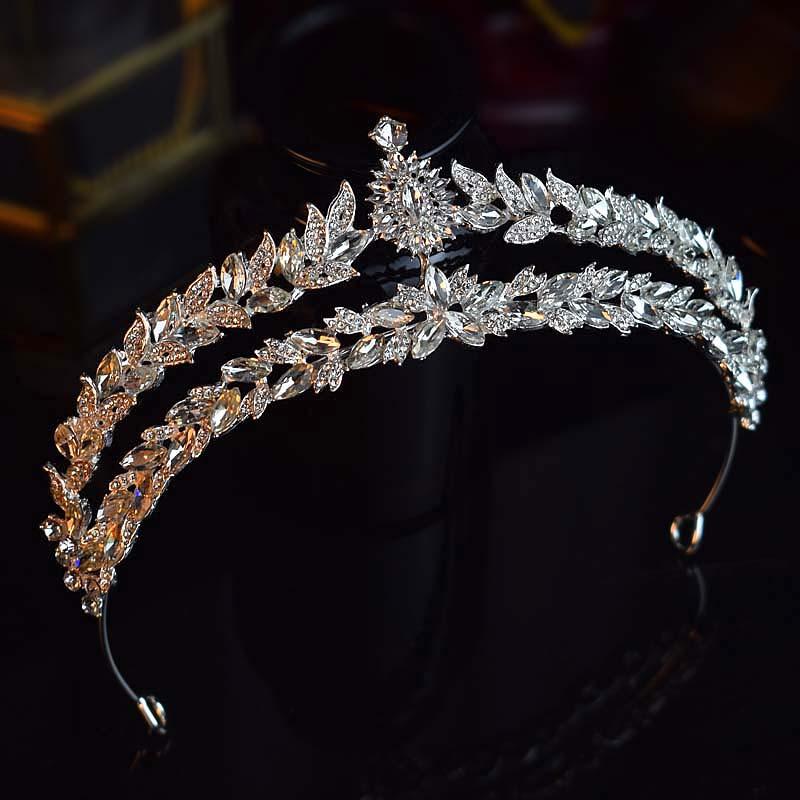 Light Luxury Crystal Bride Wedding Crown Exquisite Super Flash Hair Accessories Princess Birthday Crown Performance Super Fairy