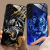 Tiger Neon Mobile Cell Phone Case for Samsung Galaxy A56 55 54 53 52 51 36 35 34 23 16 15 5G Glass Colorful Cover Luxury