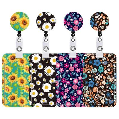 Cartoon Sunflower Lanyard Keychain Key Badge Mobile Phone Rope Lanyard With Kawaii Card Holder Cover for Woman