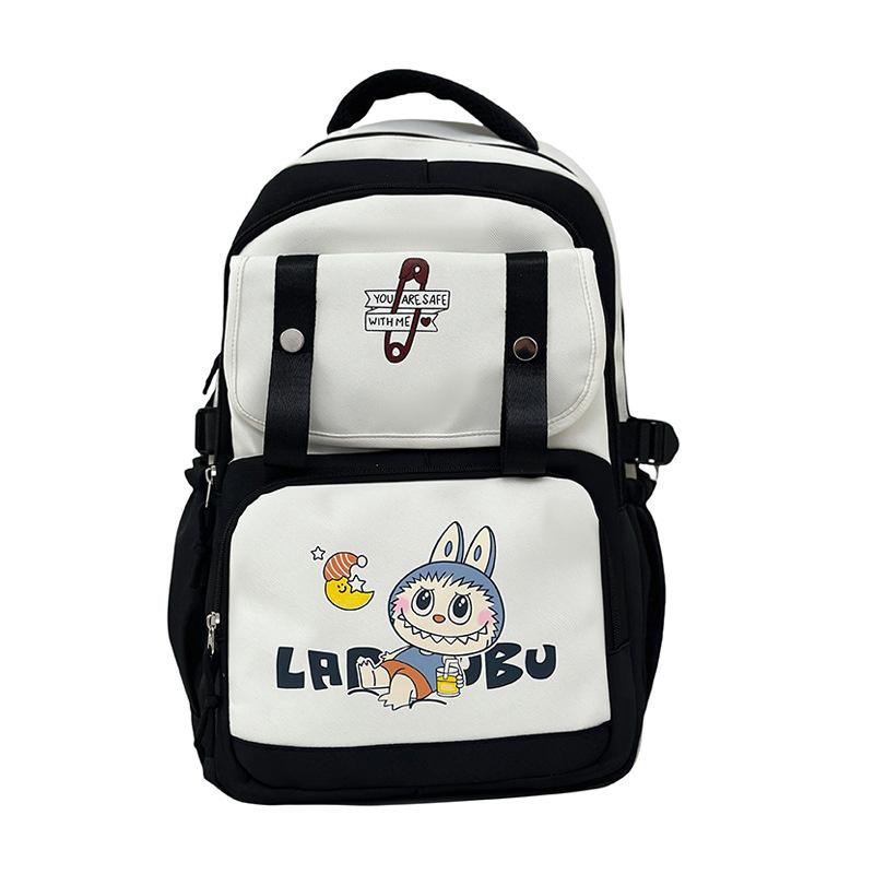 

Модный школьный рюкзак для ученика средней школы, школьный рюкзак с принтом ткани Лабу, легкий, большой вместимости, высокой ценности, повседневный рюкзак bare bag чёрный