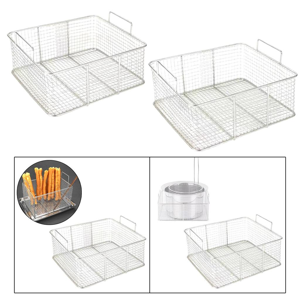Frying Drain Basket with Double Handle Fried Snack Oil Fry Basket Kitchen Oil