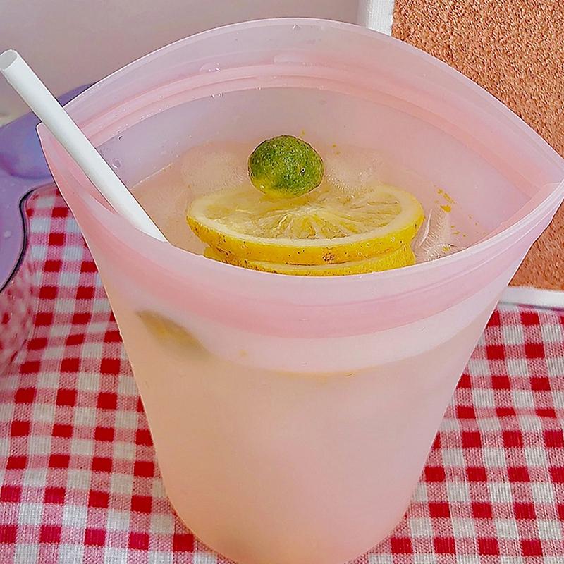 Portable Silicone Reusable Coffee And Milk Tea Cup Has Good Sealing Performance Clear Multi-Use Food Storage Bags