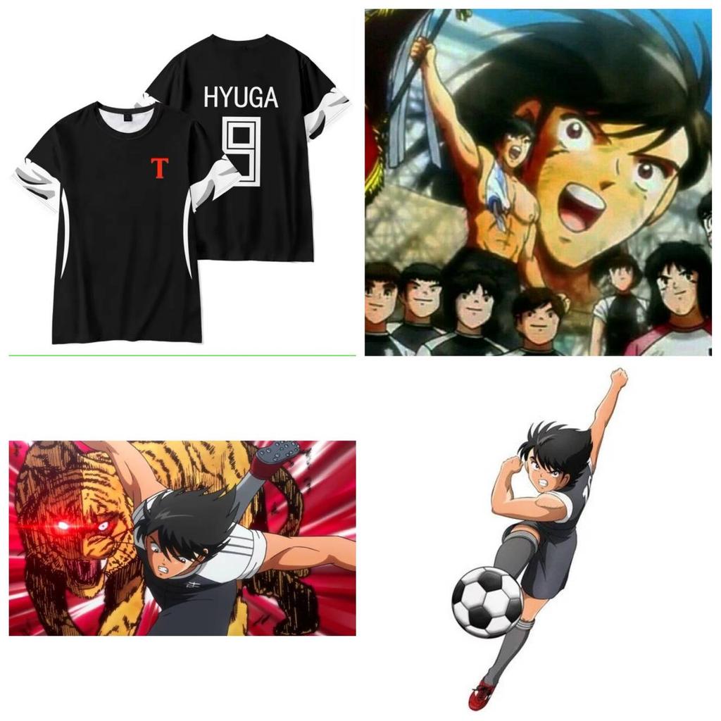 Captain Tsubasa Hyuga Lenders Fußball Fußball Cosplay T-Shirt Trikot Japan Tiger Cartoon Animation Druck Schnelltrocknend Vintage Kurzarm Uniform