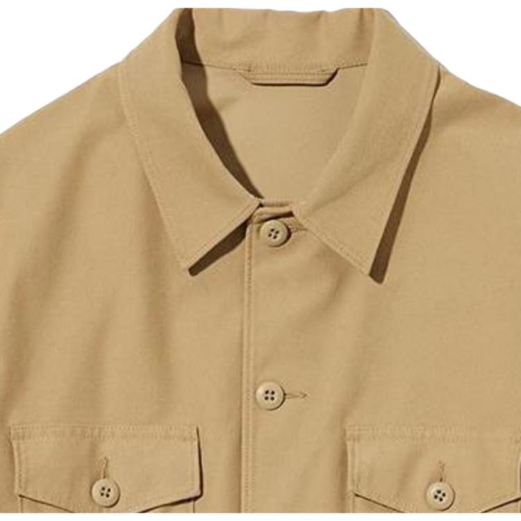 UNIQLO Solid Color Single-Breasted Pocket Shirt Jacket Unisex Jackets Camel 455093-34