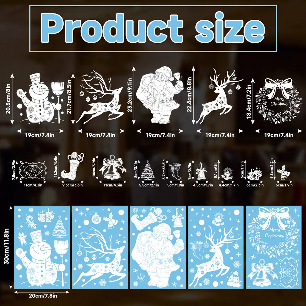 Sticker Christmas Window With Snowflake And Reindeer Pvc Material Festive For