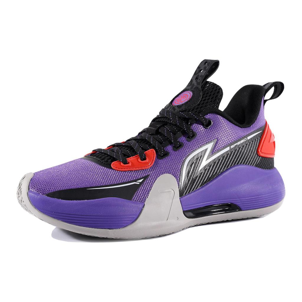 New LiNing Speed 7 Slip Resistant Cushioning Abrasion Resistant Low Top Basketball Shoes Men's Purple Black ABPT013-7
