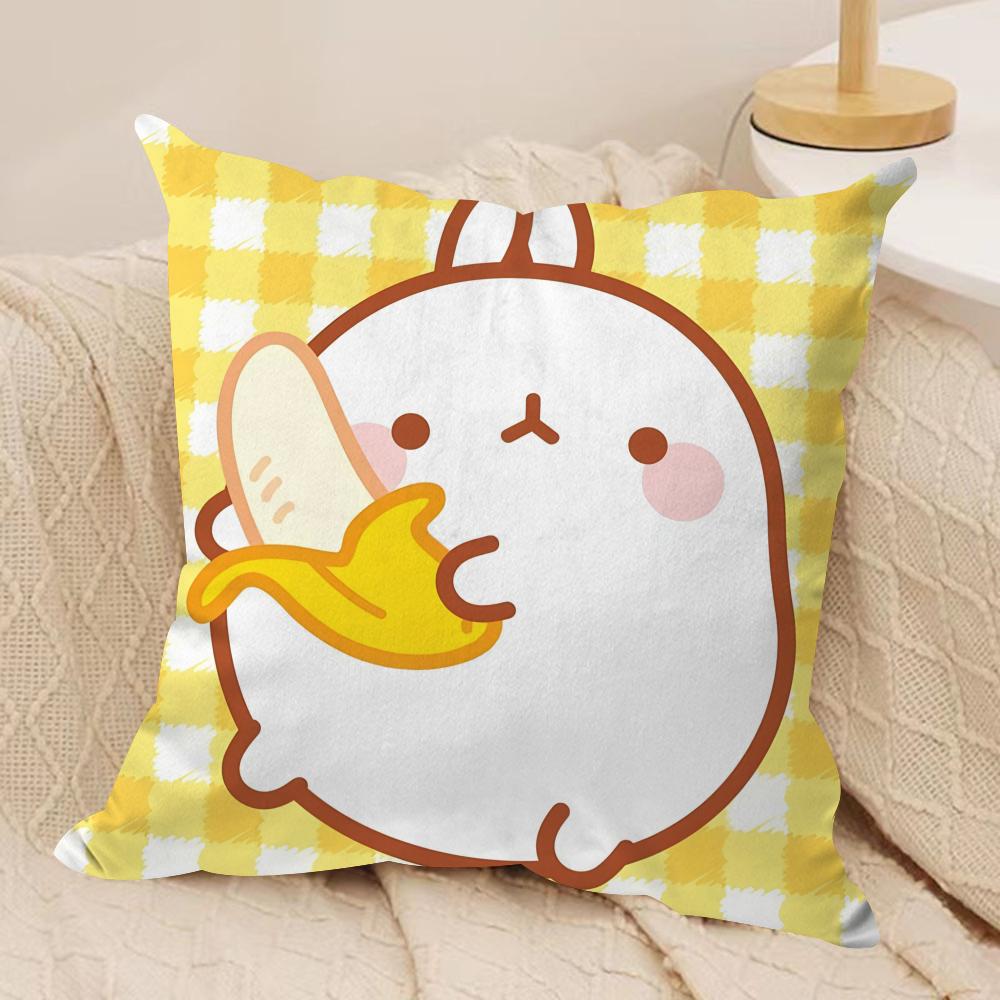 Cartoon MMolangS Rabbit Cushion Cover Silky Short Plush Invisible Zipper Dustproof Sofa Pillow Case For Home Decor