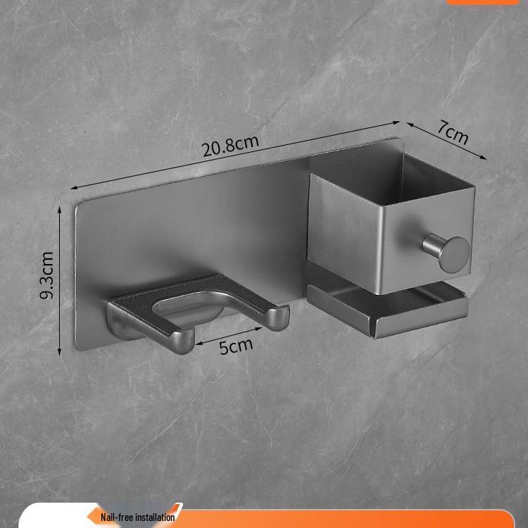 Wall-Mounted Stainless Steel Multifunctional Bathroom Hair Dryer Holder