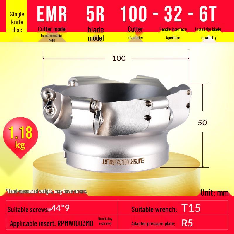 EMR Face Milling Round Nose CNC Tool Holder BT40 R5 Extended Cutter Head