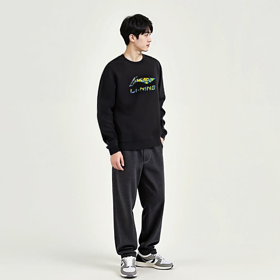 Li-Ning Round Neck Pullover Sports Lifestyle Comfortable Versatile Simple Trendy Fashionable Vitality Sweatshirt Unisex Sweatshirt AWDVH37-1