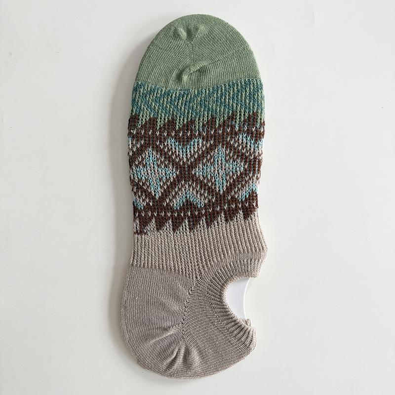 Retro Socks, Men's Spring and Summer Thin Short Socks, Ethnic Style Low-waist Boat Socks, Invisible Socks, Anti-slip Trendy Cotton Socks