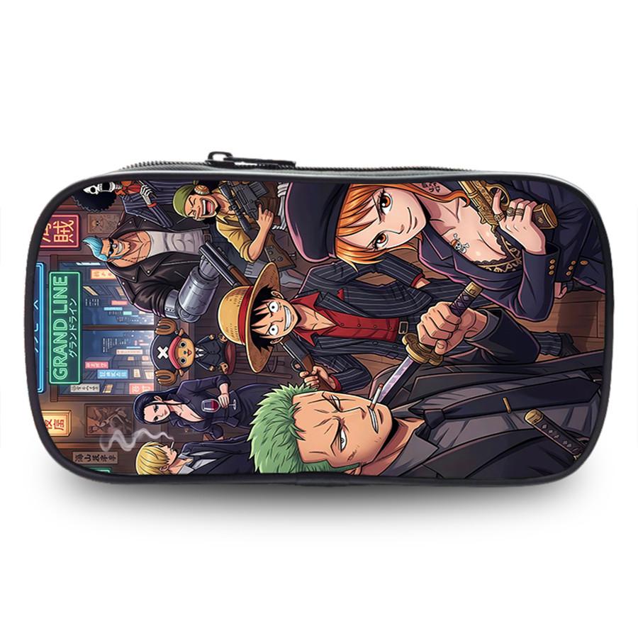 One Piece Anime Double Layer Pencil Case, Large Capacity Durable Stationery Bag Lightweight Unisex Pen Pouch for Boys Girls 6-10