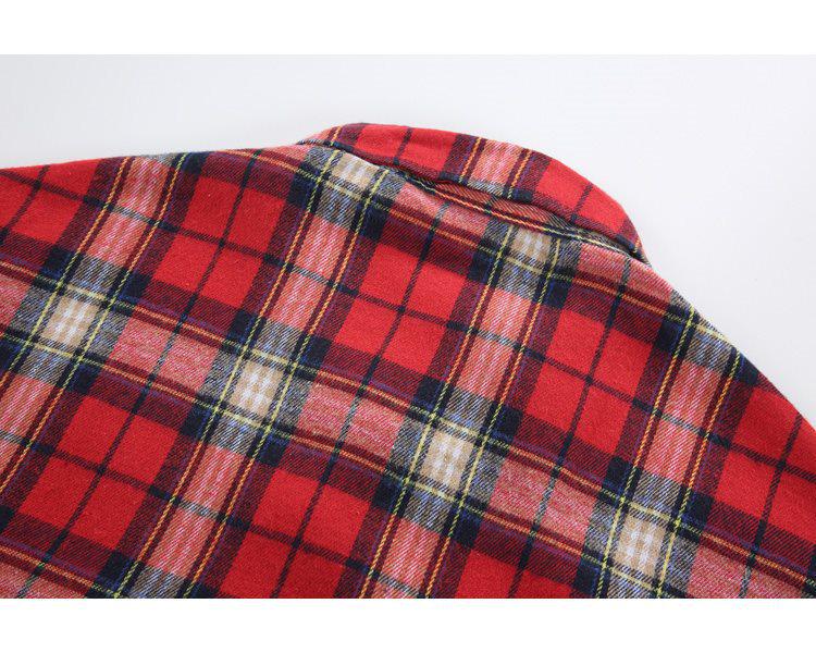 Korean Retro Plaid Plus Size Lapel Short Sleeve Shirt