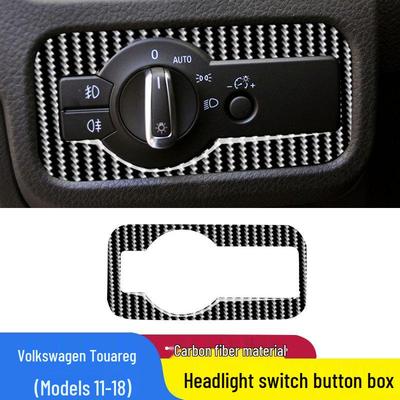 Koolstofvezel Koplamp Schakelaar Frame Cover voor 2011-2018 Volkswagen Touareg Interieur