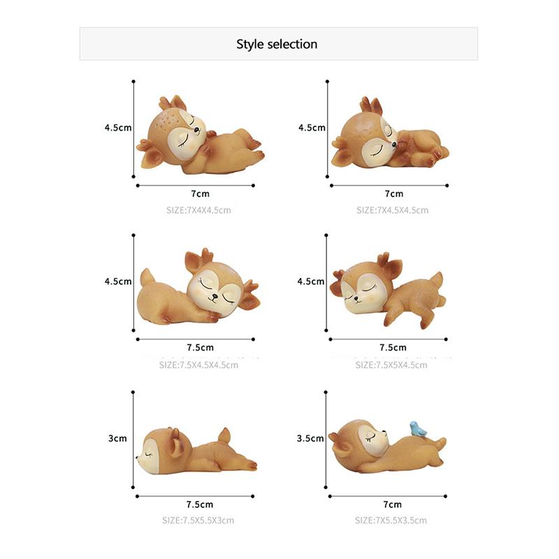 Cute Deer Ornaments Sweet Sleeping Deer Figurines For Car Home Decorations