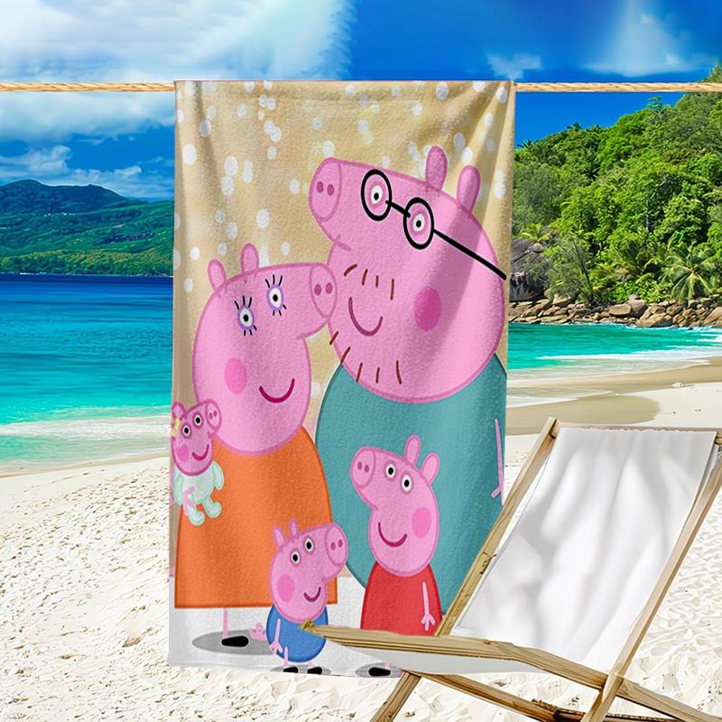 Ultra-Soft Beach Towel with Peppa Pig Theme,Ideal for Pool - Camping, Diving - Perfect Travel Essential, Vibrant Beach Towel.