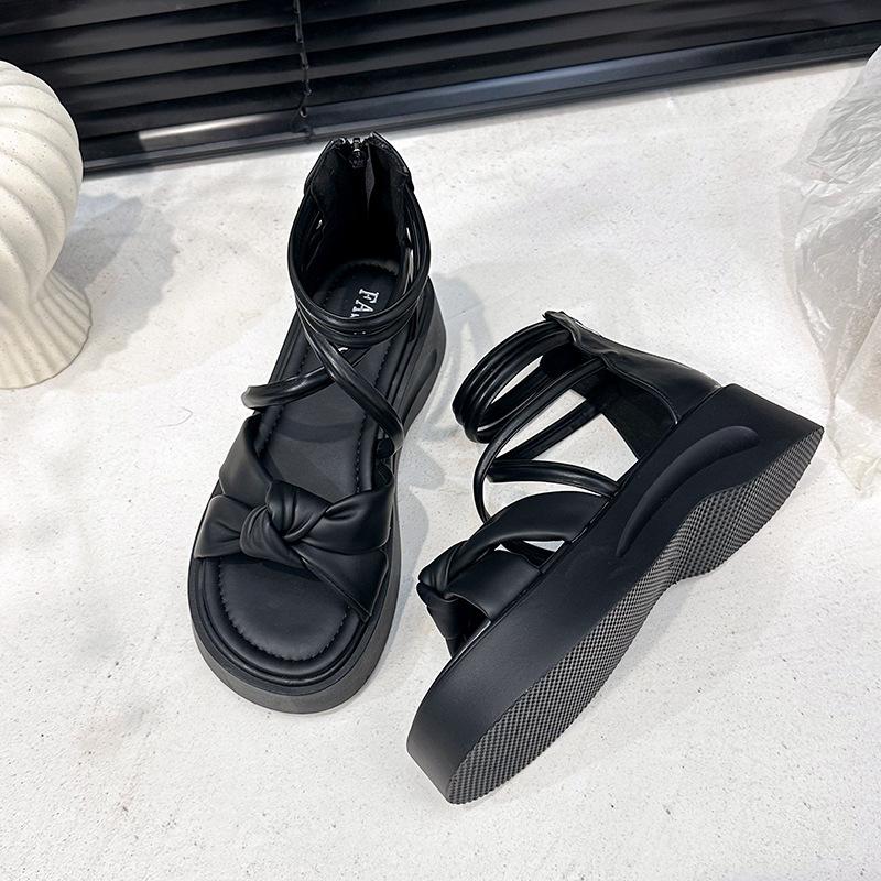 

2025 новые французские сказочные толстоподошвенные уличные крутые тапочки с бантом с открытым носком студенческие летние сандалии с юбкой 40 чёрный