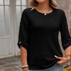 Women's Casual T-shirt Medium-sleeved Waffle Temperament Elegant