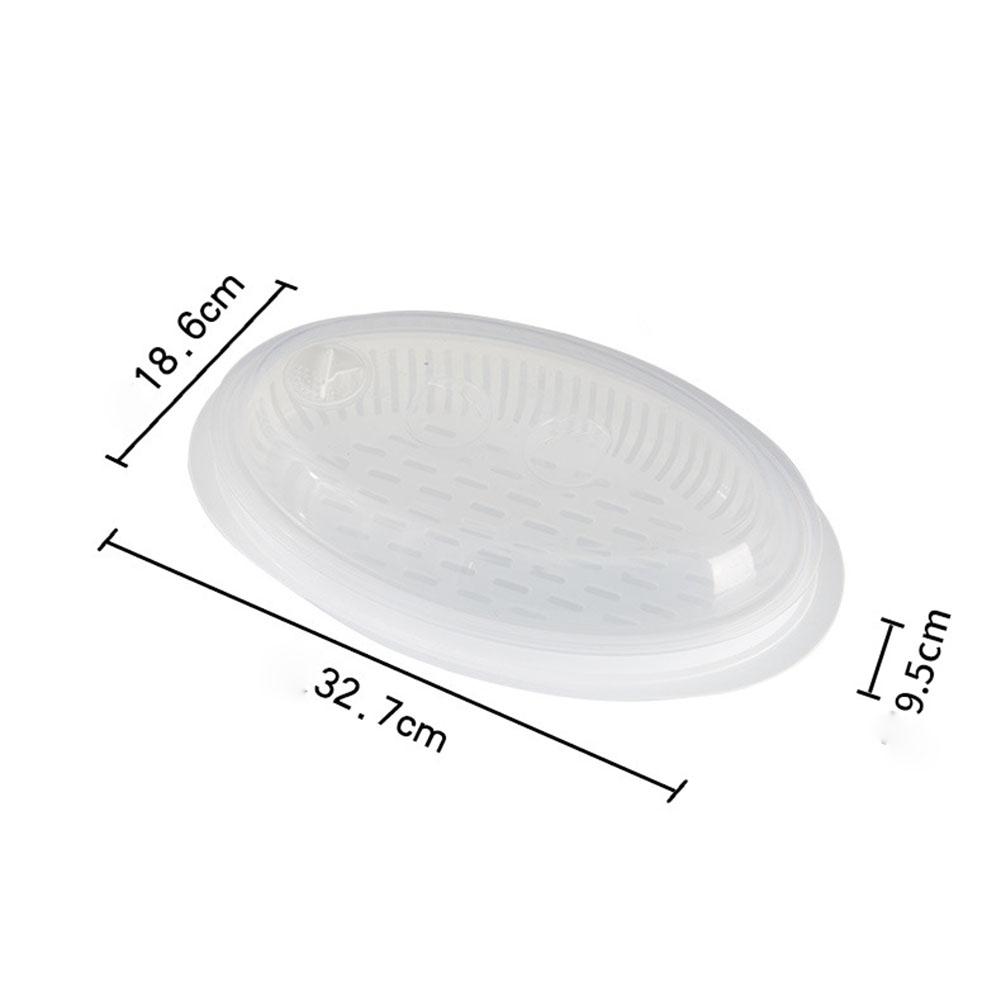 Microwave Fish Steamer Multifunction Fish Steaming Tray Oval Food Steamer Plate with Lid for Fish Bun Dumpling Bread