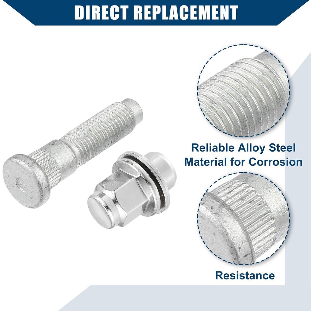 No.C2C35294010 M12-1.5 Wheel Stud Bolts for Jaguar F/S/X-Type XFR XJ/Front Rear Left Right Wheel Lug Studs/Alloy Steel 19mm Hex / 1 Set Silver Tone
