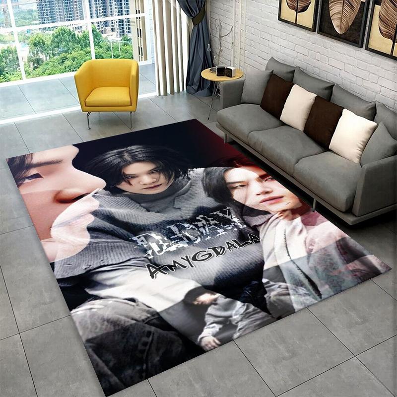 Kpop B-BTS SUGA Agust D Yoon Gi Carpet Rug for Playroom Bedroom Living Room Sofa Home Decor,Area Rug Non-slip Floor Mat Gift