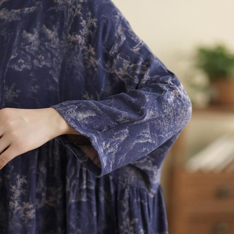 Vintage Floral Print Plus Size Women Long Sleeve Oversize Maxi Dress Loose Casual Spring Long Dress Basic