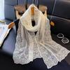 Embroidered Flower Lace Scarf Lightweight Female Headscarf Retro Silk Scarf  Summer