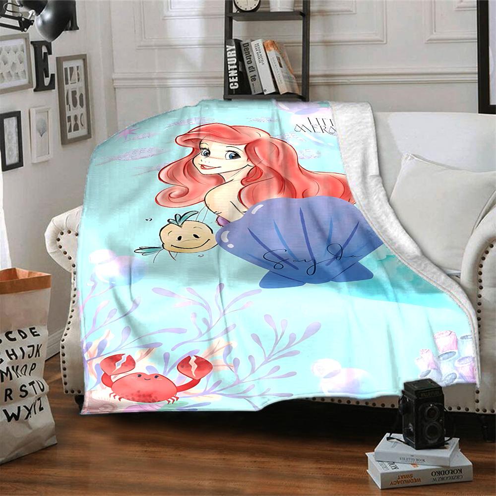 1pc Little Mermaid Name blanket Lightweight Flannel Throw for Sofa Bed Travel Camping Livingroom Office Couch Chair