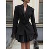 New Autumn And Winter High-End Slim-Fit Lace Patchwork Blazer With A Stylish And Sophisticated Design