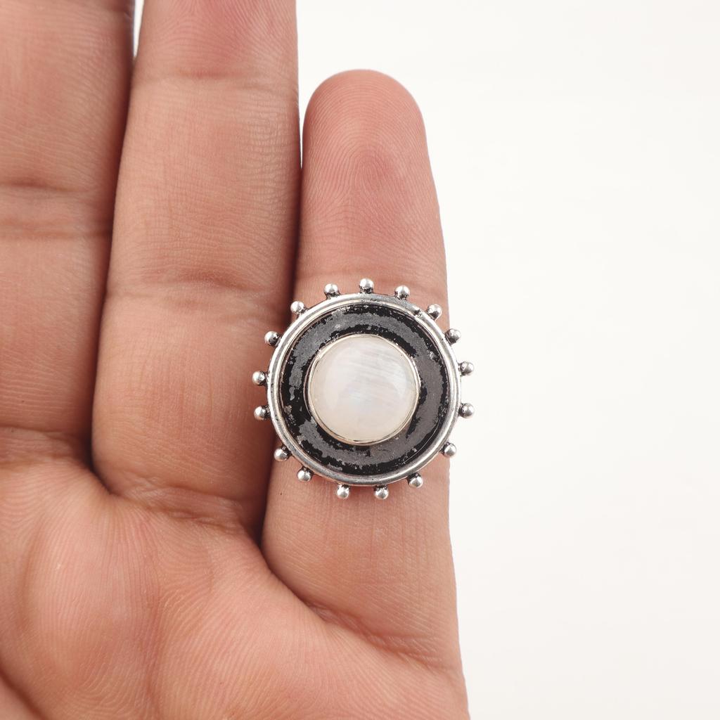 Rainbow Moonstone Ring Gemstone Jewelry, 925 Solid Sterling Silver Ring, Handmade Jewelry Ring For Wedding Gift