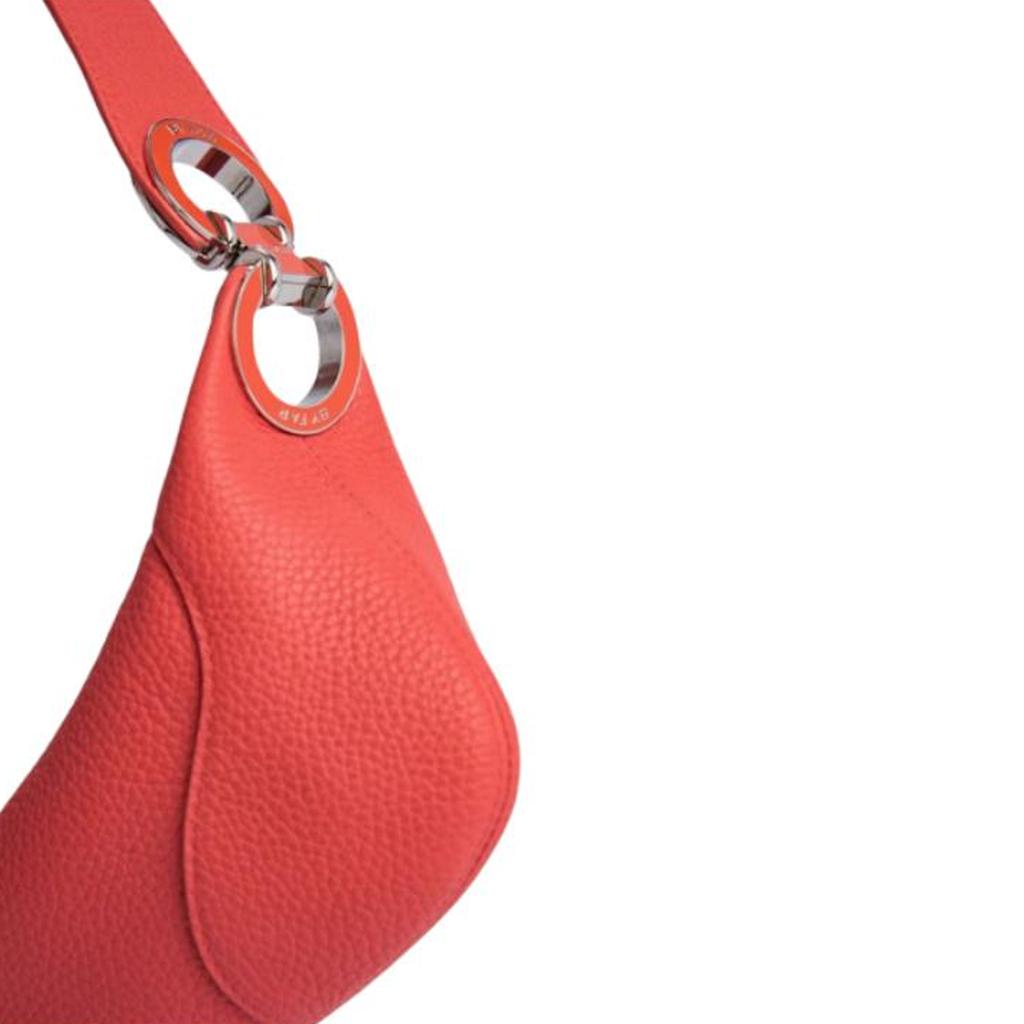 By Far Mini Amira Zipper Closure Fashion Solid Color Pebbled Leather Underarm Bag Women Handbags Coral 22SSMINRSCRAFLTMED-127410
