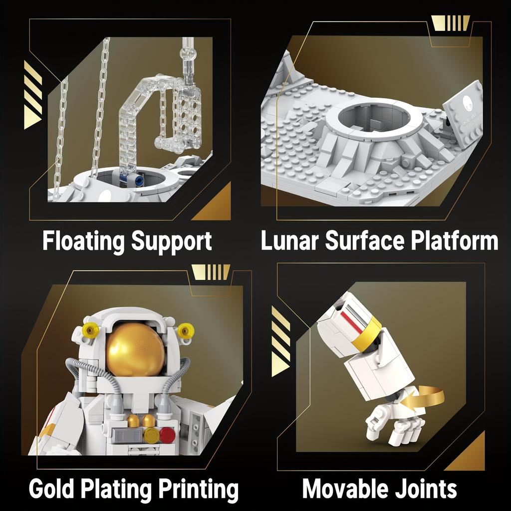 Floating Astronaut Building Blocks Set - 875 PCS 2 In 1 Space Model STEM Educational Toy for Kids Adults DIY Gift Idea