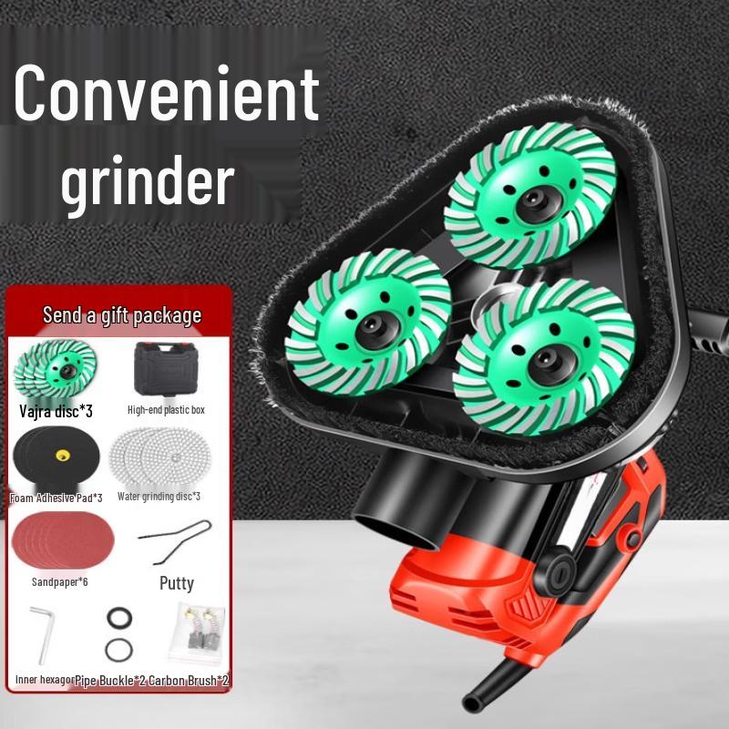 JiaShuEr Handheld Three-Head Dust-Free Concrete & Floor Grinder Kit CN plug (adapter included)
