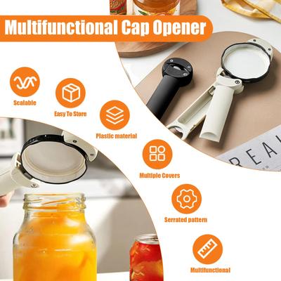 Multi-Function Bottle Opener Retractable JarOpener Stainless SteelThickened Handle Adjustable Screwer Labor-Saving Kitchen Tools