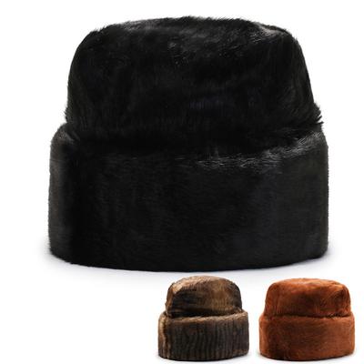 Winter Imitation Nerzhaar Herrenhut Verdickter Kältefester und Warmer Hut Mittelalterlicher und Älterer Flacher Hut Alter Mann Hut Vermieter Präsidentenhut