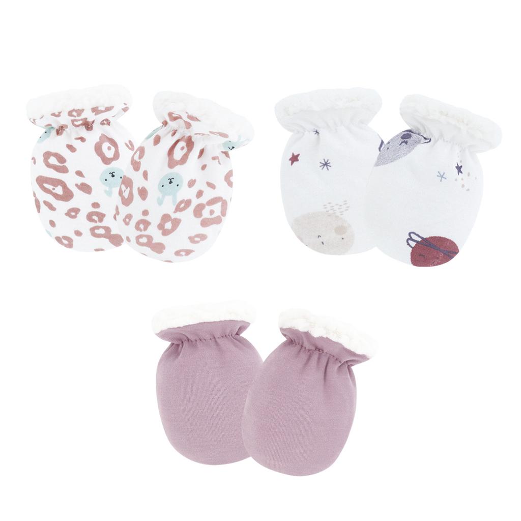 3Pair Thickened Lamb Wool Baby Gloves Anti Scratch Soft Elastic Winter Warm Newborn Mittens Infant Hand Covers Comfortable Protective Gear 0-1 Years