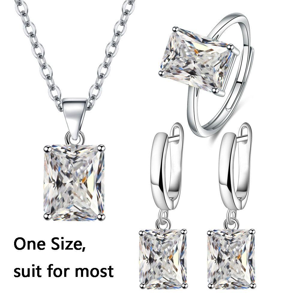 Glass Diamond Necklace Earrings Set Simple Style Necklace Jewelry Set  Women Girls
