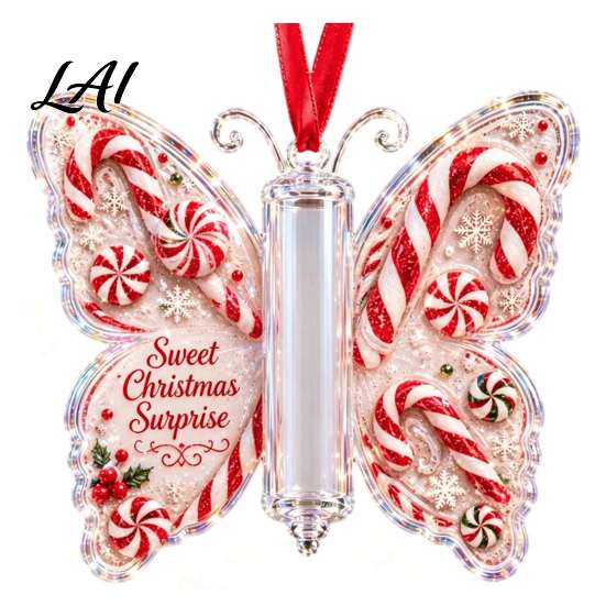 Weihnachts-Geldhalter Bargeldgeschenk-Schmuckstück Acryl-Schmetterling mit integriertem durchsichtigem Geldfach Feiertags-Hängeornament für Baum Fenster