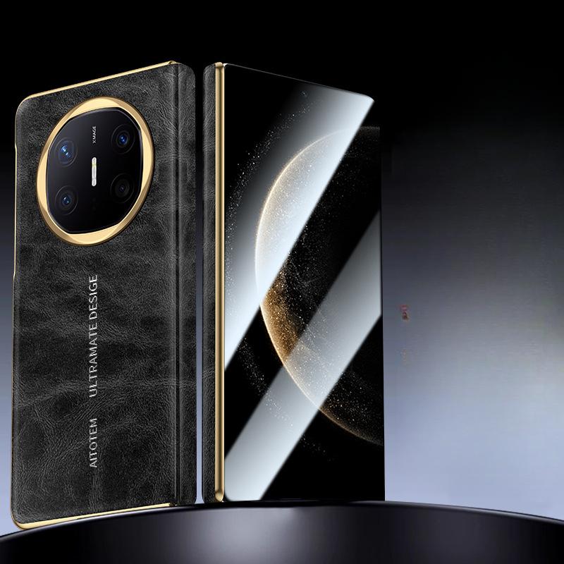 

Suitable for Huawei Matex6 Mobile Phone Case Electroplating Center Shaft Hinge Anti-fall Oil Wax Instantly Turned Into Business Men s Leather Case Huawei Mate X6