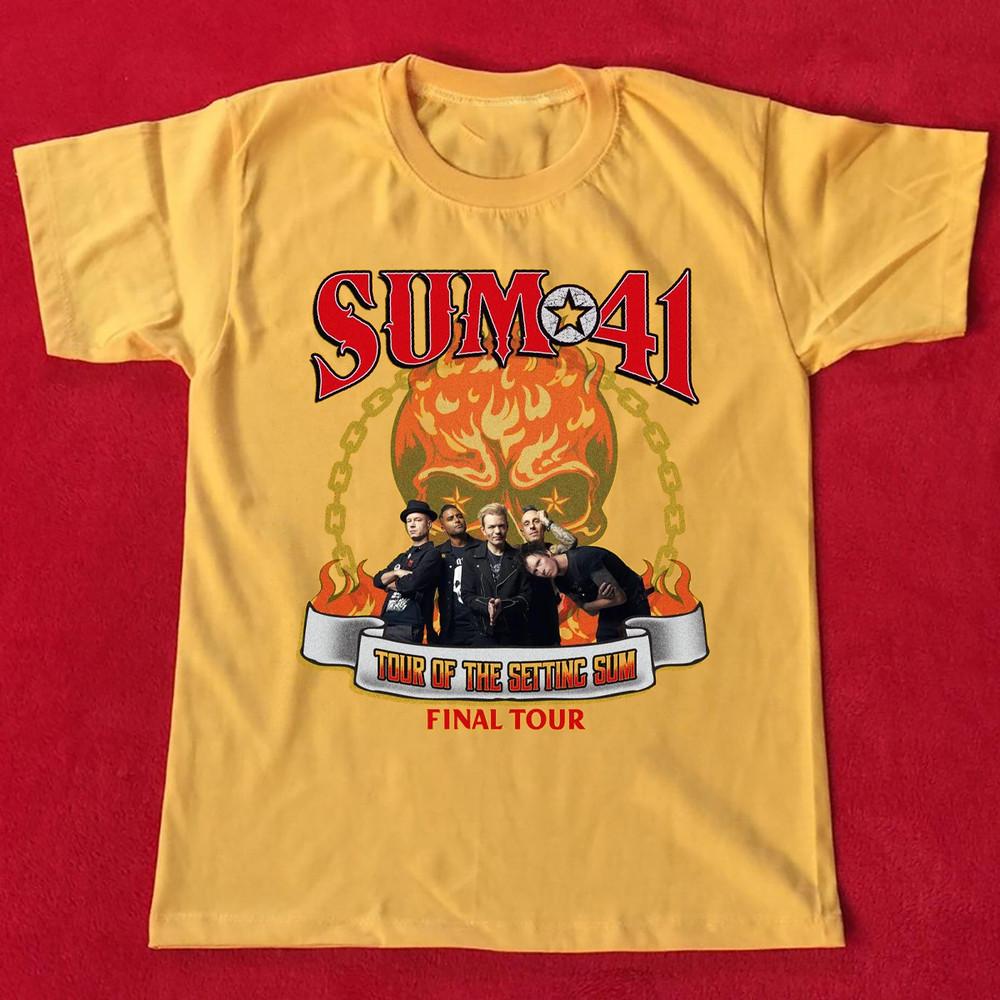 НОВИНКА Sum 41 Тур Заходящего Сума Последний Тур Золотая Футболка Все Размеры OM11 Унисекс Футболка L